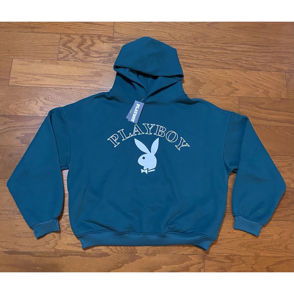 Playboy Bunny Hoodie Size Medium Mens Dark Green Sweatshirt Sweater New! NWT